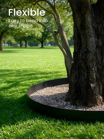 GROWNEER 66FT Landscape Edging Flexible 4 inch Tall Garden Border with 60pcs Galvanized Steel Anchoring Spikes and Hammer Lawn Edging Kit for Flower Bed, Pathway, Landscaping Project, Black