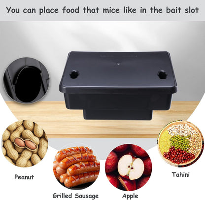 Qualirey 4 Pack Rat Bait Stations Large Rodent with Key Reusable Mouse Stations Mice Blocks Heavy Duty Boxes for Outdoor Rodents Mice Blocks, Bait Not Included, Black (8.66 x 7.5 x 3.9 Inches)