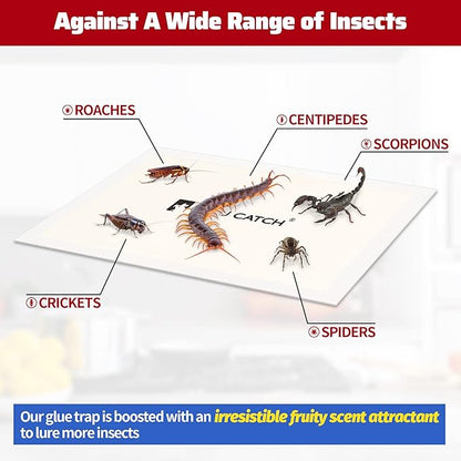 LULUCATCH Cricket Insect Glue Traps - 36 Pack Bug Sticky Traps, Large & Adhesive Spider Scorpion Trap with Pre-Baited Attractant, Highly Effective Glue Boards Indoor, Non-Toxic, Pet Safe Pest Control