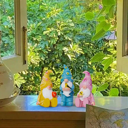 Artpaul 3 Pcs Gnomes Decorations Figurine Resin Statues,Cute Mushroom Bird Butterfly Gnomes for Home Table Shelf Gift Décor Accents (Multicolor)