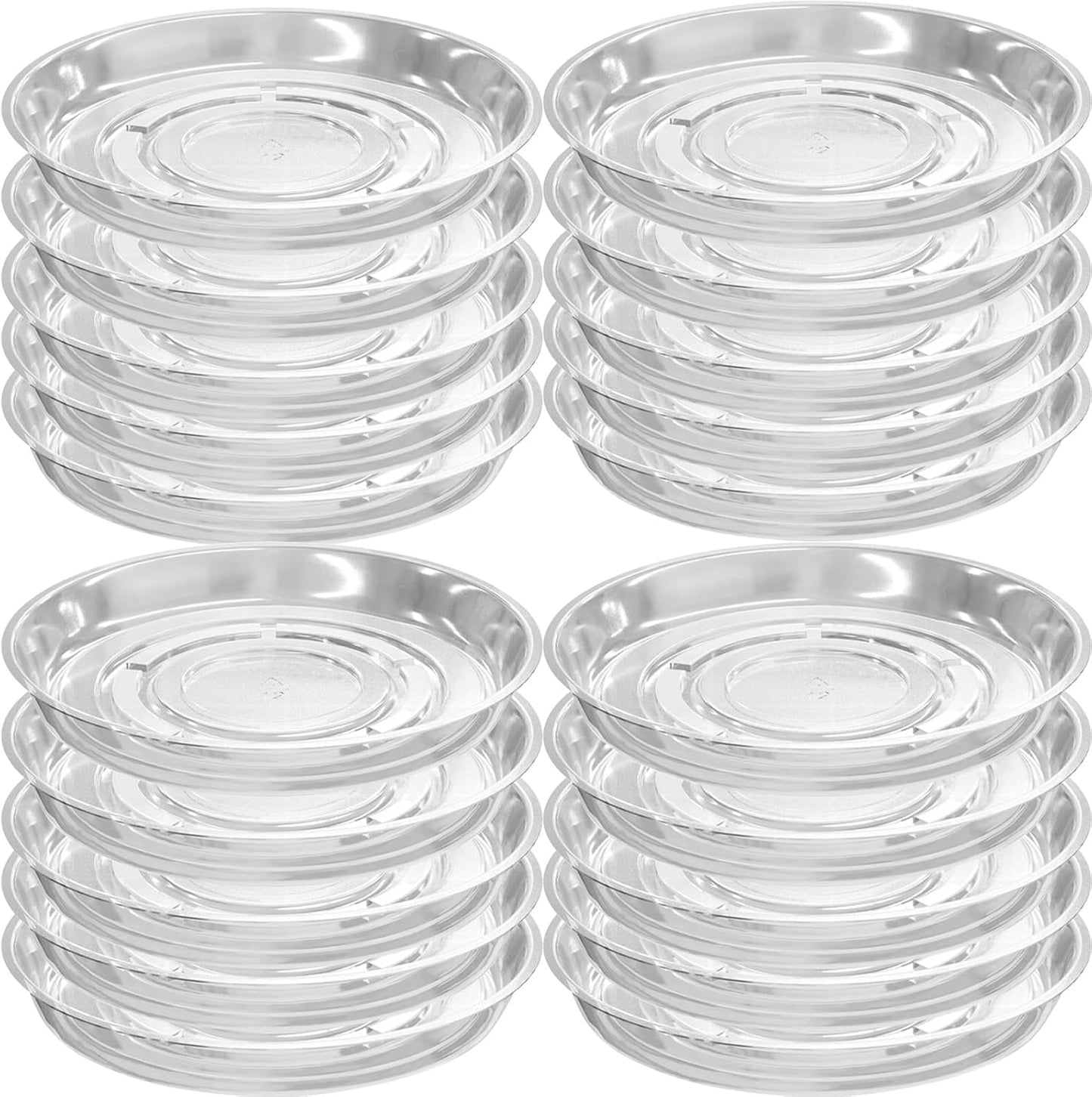 20 Packs 20 Inches Extra-Large Clear Plant Saucers for Indoor Outdoor Use Heavy Duty Plastic Plant Trays for Planter Bulk Flower Pot Drip Trays to Catch Water, 4 to 20 Inch