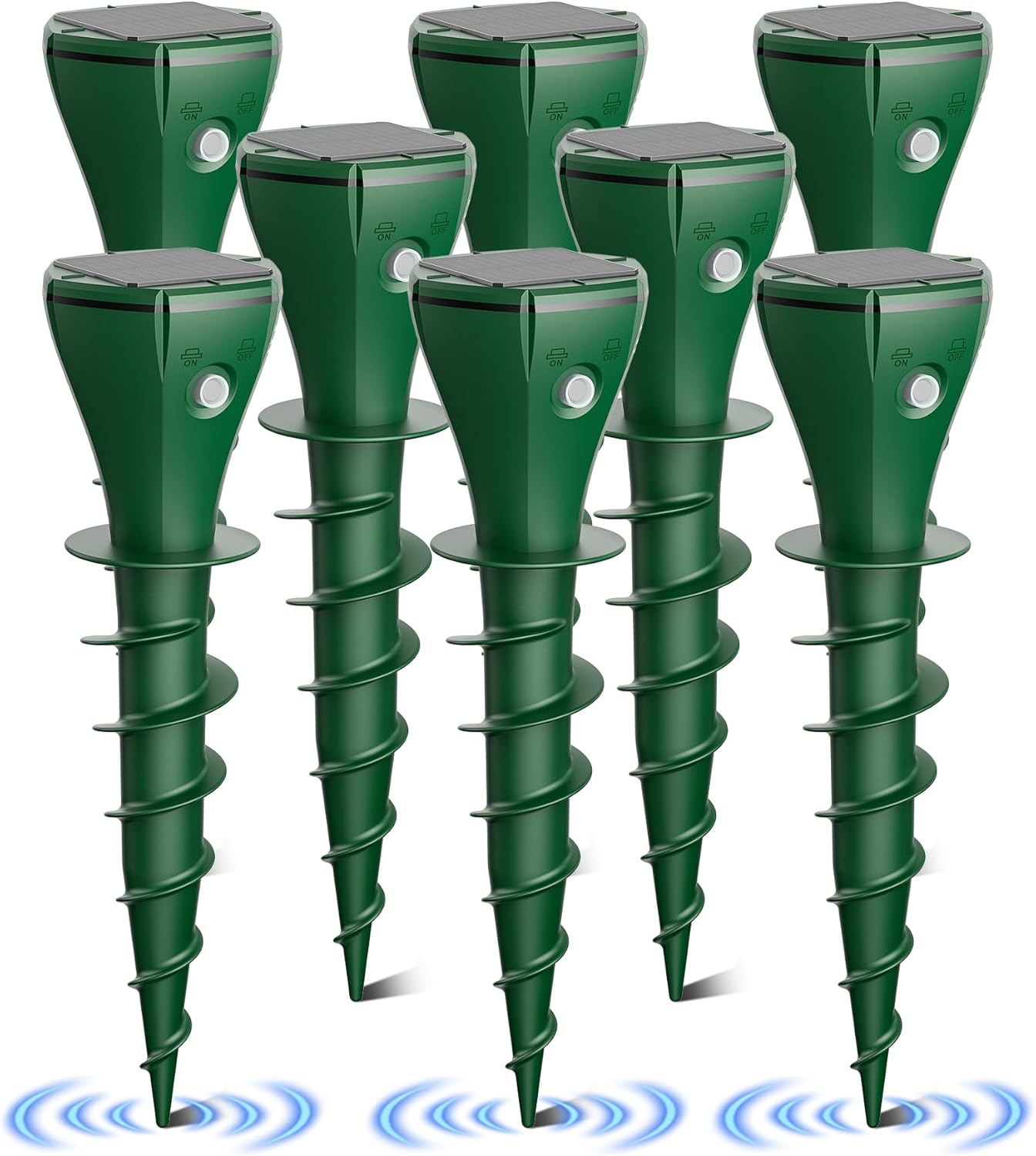 Mole Repeller for Lawns，8 Packs Solar Powered Vole Repellent Ultrasonic Pest Control Stake, Waterproof Sonic Pulse Deterrent for Gopher Vole Snake in Lawn, Garden & Yard