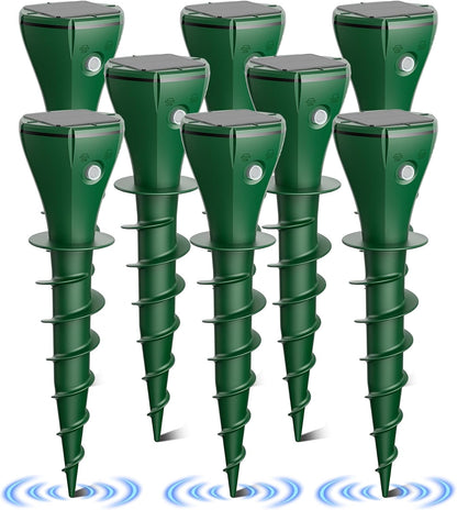Mole Repeller for Lawns，8 Packs Solar Powered Vole Repellent Ultrasonic Pest Control Stake, Waterproof Sonic Pulse Deterrent for Gopher Vole Snake in Lawn, Garden & Yard