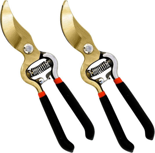 Garden Guru Indestructible Titanium Garden Clippers Professional Bypass Hand Pruner Pruning Shear with Comfort Grip Handles for Gardening Trimming and Yard Work Hardened Steel & Titanium Blade(2 Pack)