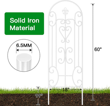 AMAGABELI Garden & Home 2 Pack 60" x 18" Garden Trellis for Climbing Plants Outdoor Plants Roses Trellis Vegetables Vines Flowers Clematis Metal White Trellis
