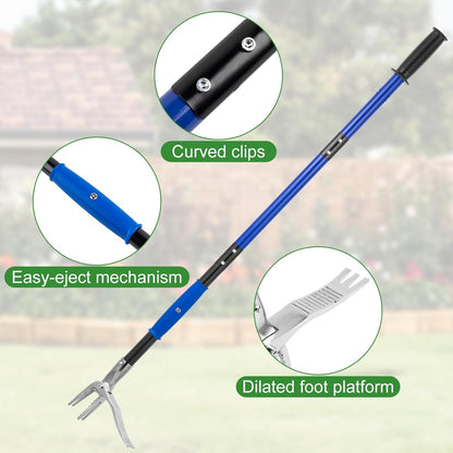 Stainless Steel Stand Up Weed Puller Tool - 51" Long Ergonomic Handle with Easy-Eject Claw, No-Bend Weeding Tool for Deep Roots, Heavy Duty Garden Weeder for Hard Soil & Dandelions