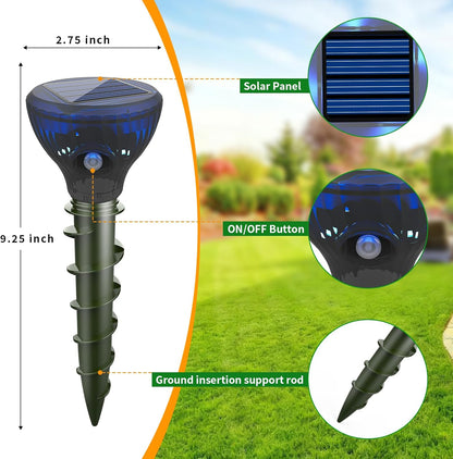 Mole Repellent Solar Powered,Gopher Repellents,Solar Powered Waterproof Vole Repellent, Flash&Vibration is Suitable for Lawn, Courtyard and Outdoor Mole Deterrent for Yard