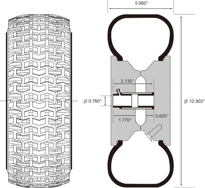 2 Pack 13x5.00-6 Lawn Tractor Pneumatic wheel,Wheelbarrow tire Turf Tread,3.13" hub length with steel rim,Flange ID 0.76''