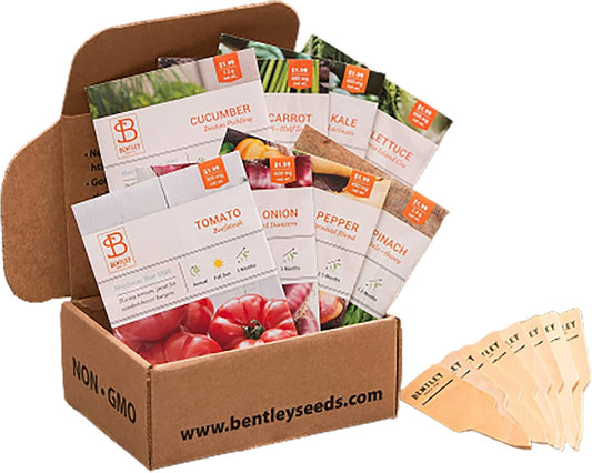 Bentley Seed Garden Variety Pack - Non-GMO Heirloom Vegetables - 8 Assorted Plant Seeds for Growing Fresh Produce