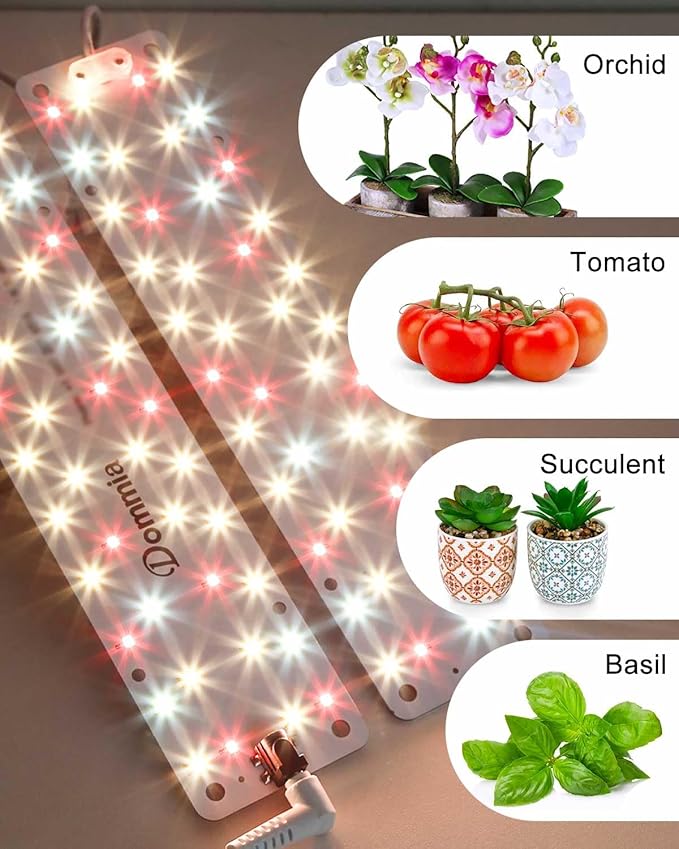 DOMMIA Plant Lights, Full Spectrum 12W(120W Equiv) Ultra-Thin Panel, 84 LEDs Sunlike Plant Lamp with On/Off Switch for Seed Starting, Hydroponics, Succulents & More, Easy to Assemble