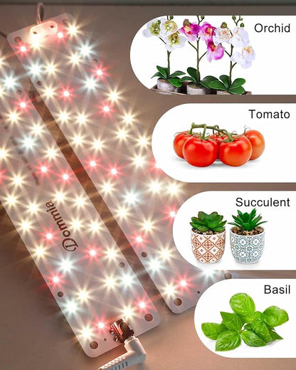 DOMMIA Plant Lights, Full Spectrum 12W(120W Equiv) Ultra-Thin Panel, 84 LEDs Sunlike Plant Lamp with On/Off Switch for Seed Starting, Hydroponics, Succulents & More, Easy to Assemble