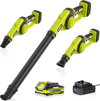 EWORK Small Leaf Blower Cordless 21V Mini Leaf Blower 200 MPH with Battery and Fast Charger, Lightweight Electric Leaf Blowers, Compact Blower for Jobsite, Patio Cleaning, Lawn Care, Blowing Leaves
