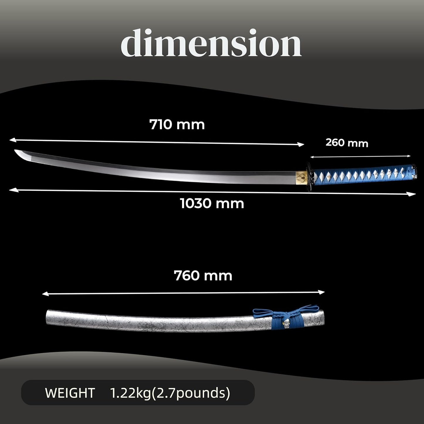 A True Samurai Sword, Made of 1095 high Carbon Steel with Sharp Blades, Suitable for Martial Artists and Players to Collect, Full of Tang Dynasty