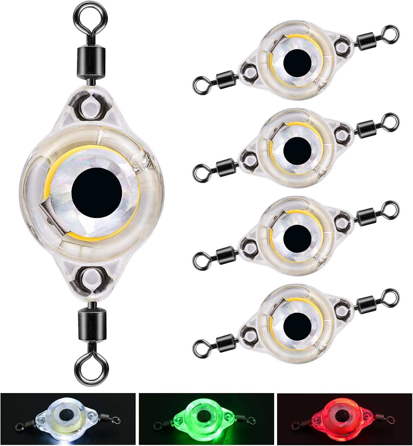 LED Underwater Fishing Lures，LED Lighted Bait Flasher，Deep Drop Fishing Lures，Fish Eye Attractive Light Bait Lure Lamp 5PCS