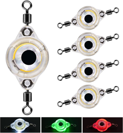 LED Underwater Fishing Lures，LED Lighted Bait Flasher，Deep Drop Fishing Lures，Fish Eye Attractive Light Bait Lure Lamp 5PCS