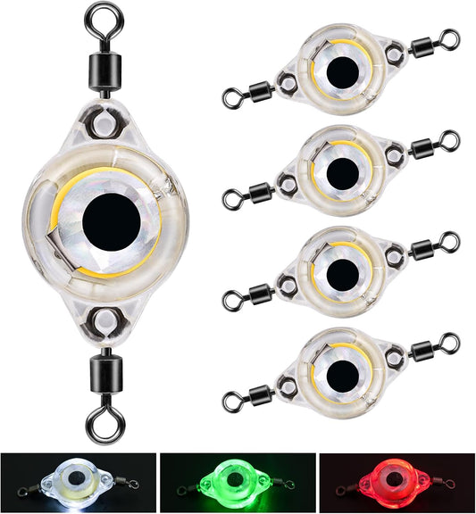 LED Underwater Fishing Lures，LED Lighted Bait Flasher，Deep Drop Fishing Lures，Fish Eye Attractive Light Bait Lure Lamp 5PCS