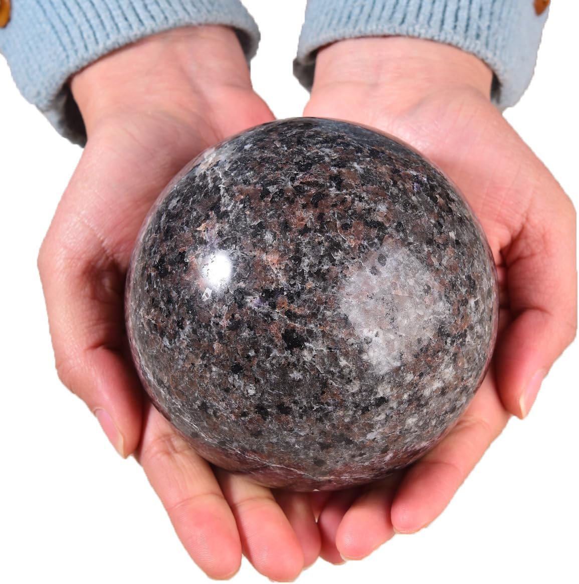 Large Yooperlite Sphere Natural Yooperlite Stone Healing Crystal Ball with Stand Energy Meditation Decor 100-110mm/3.9-4.3"
