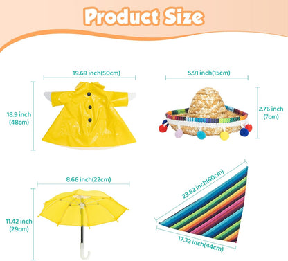 2 Set Lawn Goose Outfits – Mexican Theme with Bandana & Yellow Raincoat Costume for 23"/17" Goose Statues – Ideal for Garden, Patio, or Yard Decor