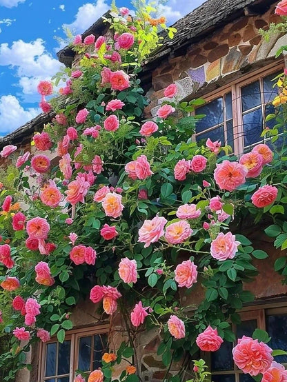 200+ Climbing Rose Seeds for Planting Outdoors - Vibrant Vine Flower, Long-Blooming Ornamental Garden Blooms (Pink)
