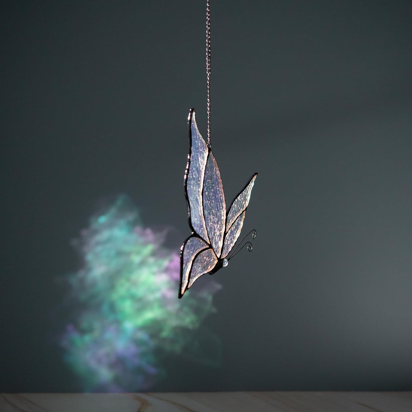 Holographic Butterfly Sun Catcher Stained Glass Window Hanging, 7 * 5 inches Stained Glass Butterfly Decor, Holographic Butterfly Lover Gift for Women, Men, Wife, Lovers, and Mom