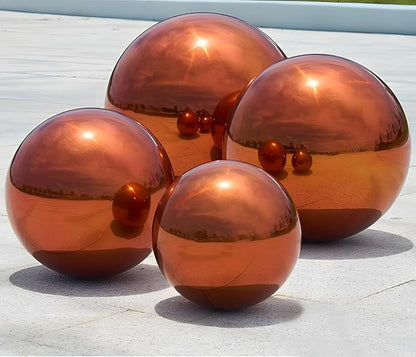 Stainless Steel Gazing Globe Mirror Ball, Decorative Gazing Balls for Garden, Reflective Smooth Garden Ball Sphere for Outdoor Yard Decoration (Orange, Dia: 10 inch)