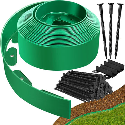 Landscape Edging Border - 60FT 4IN Tall Edging for Landscaping with 60 Stakes, 0.15" Thick No Dig Lawn Edging for Garden Border, Flexible Flower Bed Edging Borders for Yard, Terrace Board