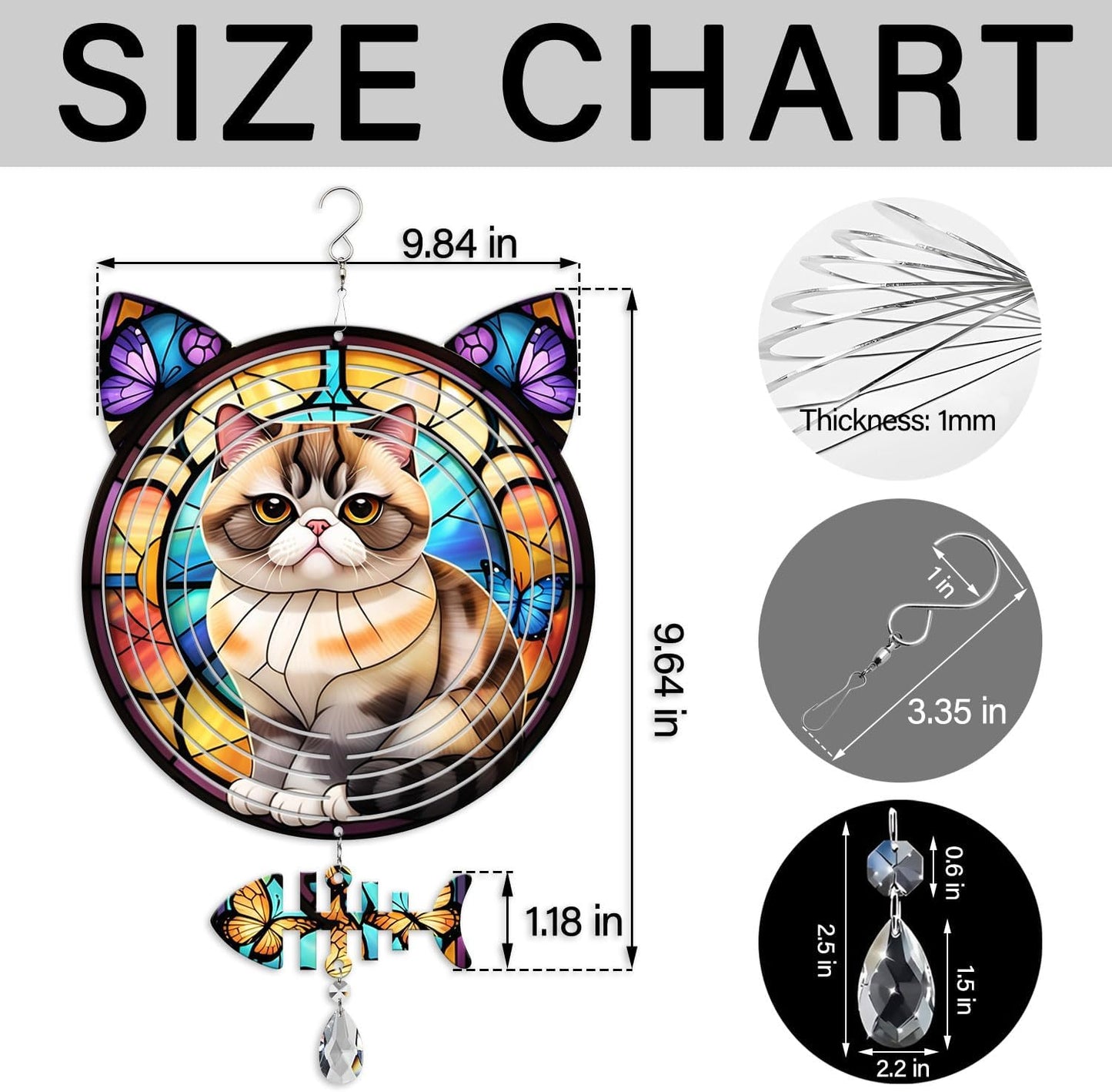 Exotic Shorthair Cat Wind Spinner, Exotic Shorthair Cat Wind Spinner Hanging for Yard and Garden