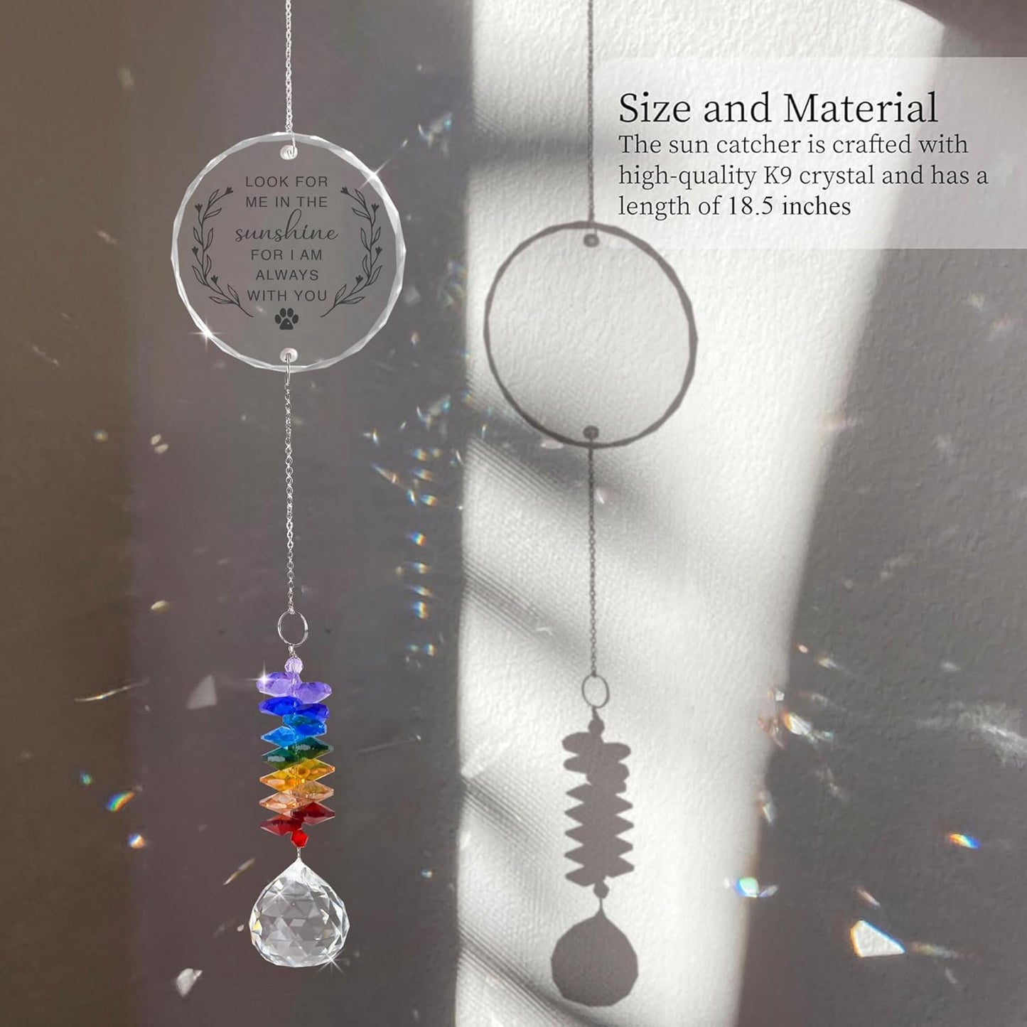 Pet Memorial Suncatcher - Dog Cat Loss Sympathy Gift - Rainbow Crystal Prism - Bereavement Keepsake - Pet Lover Gift - Daily Remembrance - Suncatcher Ornament