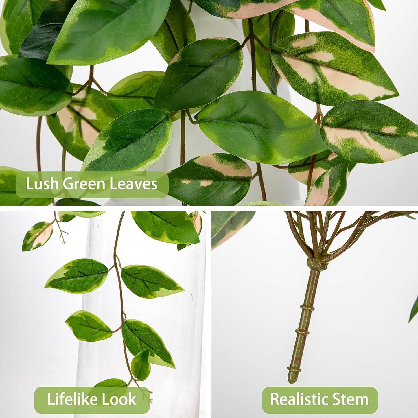 Oairse Artificial Hanging Plants Hanging Faux Pothos Vines Plants Fake Wall Plant Greenery Decor for Bedroom Bathroom Living Room Balcony Shelf Indoor Outdoor Décor