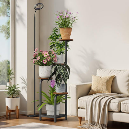 TOSKING 5 Tier Metal Plant Stand Indoor 48''H Tall ,Heavy Duty Plant Shelf , Corner Shelf Flower Pot Stand for Outdoor Plant Stand for Living Room Balcony Garden Patio Bedroom (5 Tier-Brown)