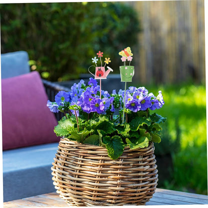 5pcs Metal Plant Picks Decorative Garden Stake Picks for Flower Pots Plant Decorations for Lawn Patio and Home