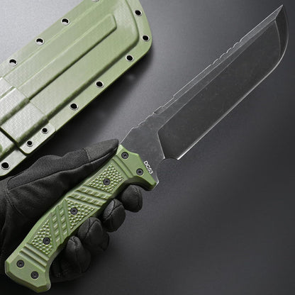 GTK32 Fixed Blade Knife DC53 Steel Blade Full Tang Nylon Fiberglass Handle Heavy Duty Knifes for Field Hunting Camping Adventure(Green)