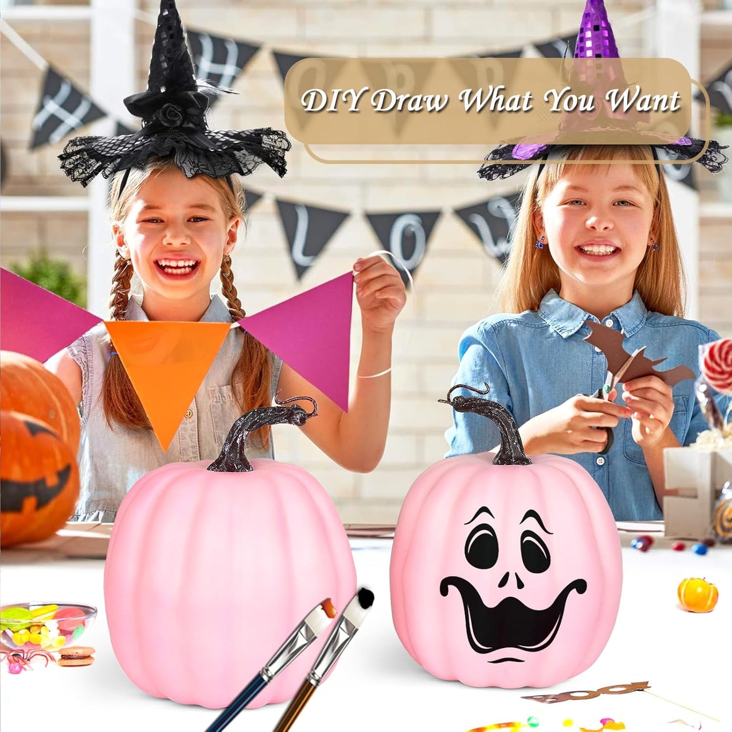 Artmag 6 Inch Large Artificial Pink Pumpkins, 4PCS Faux Foam Harvest Pumpkins for Fall Autumn Thanksgiving Seasonal Holiday Decor