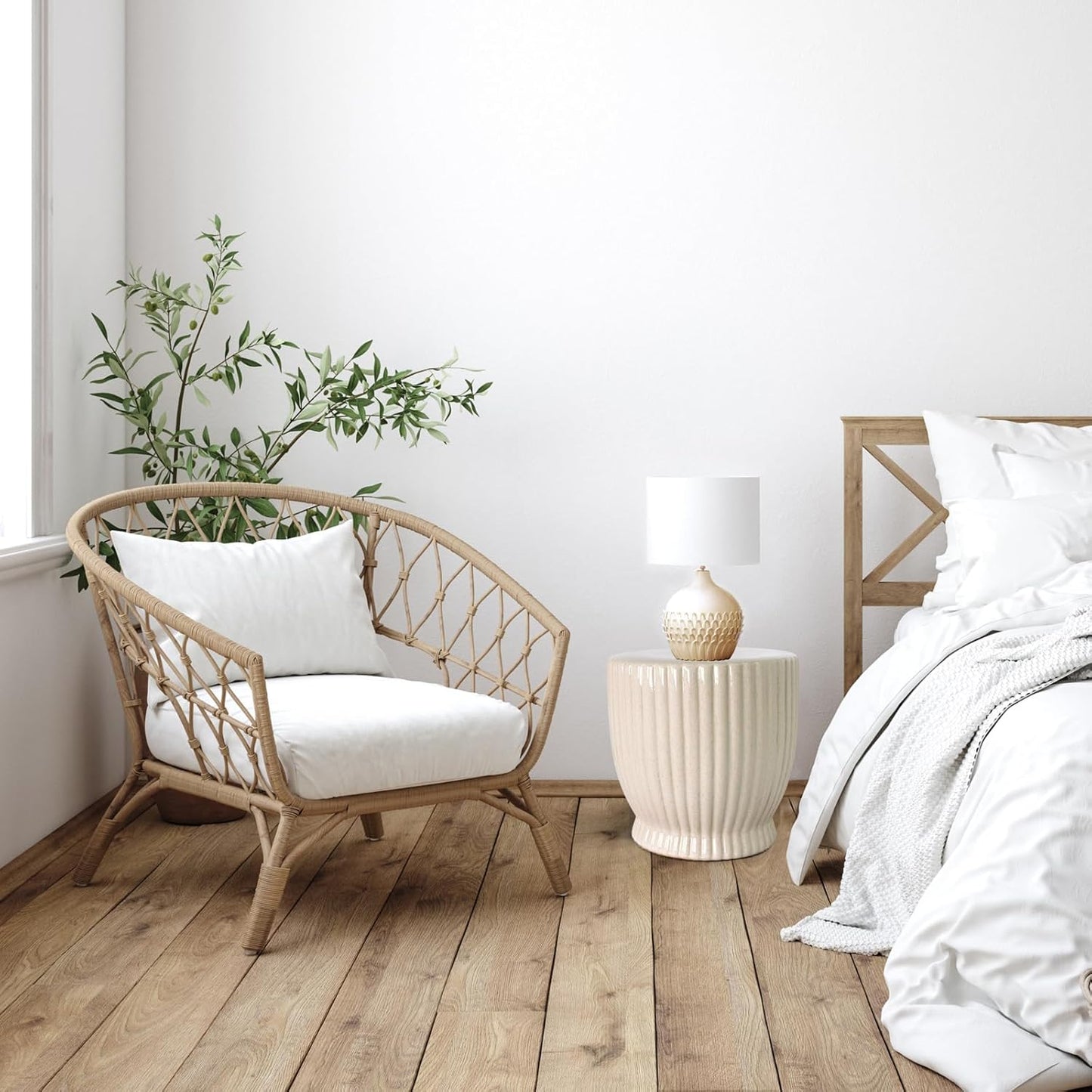 Ceramic Decorative Garden Stool: Cream Stool Striped Drum Shape for Indoor Outdoor Decor - Ceramic Tabouret for Living Room Patio Front Porch Bathroom