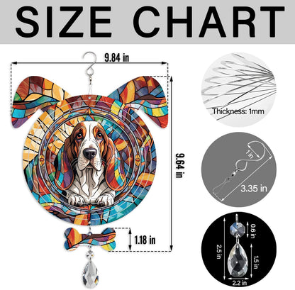 Basset Hound Dog Ears Wind Spinner, Basset Hound Wind Spinner Hanging for Yard and Garden