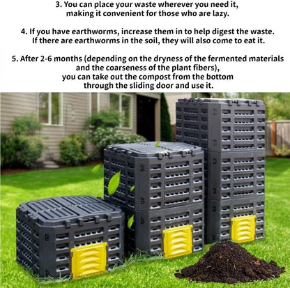 Plastic Outdoor Compost Bin, Fertilizer Fermentation Box, Garbage Compost Bin Suitable for Kitchen, Yard and Courtyard(Black)