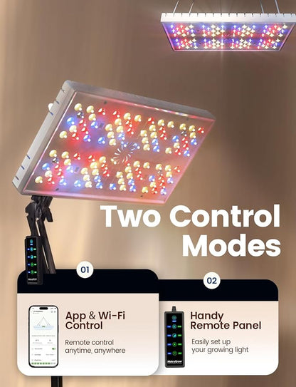 Grow Lights for Indoor Plants, [Smart APP & Expansive 2x2 Ft Coverage] Genuine 48Watt LED Full Spectrum Standing/Hanging Growing Plant Lamps, 8-Level Brightness, 270°Folding, 360°Rotation