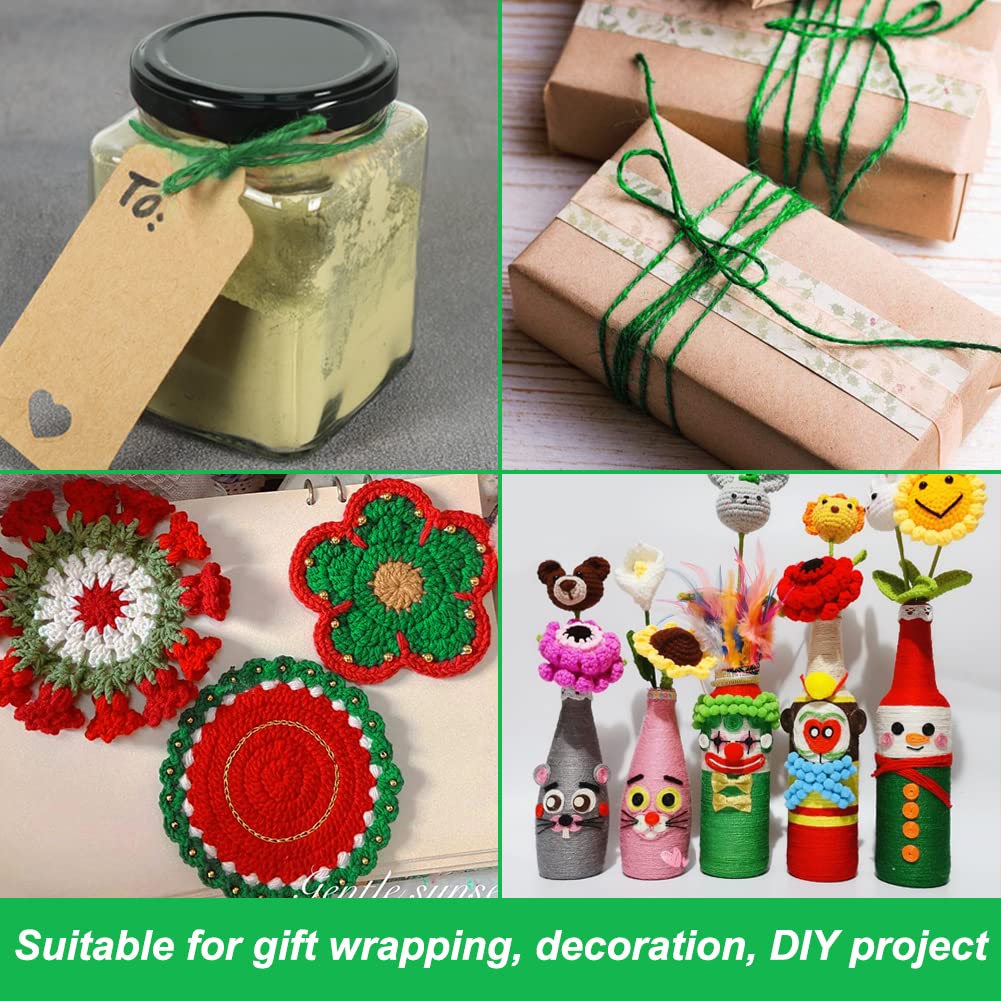 Vivifying Garden Twine, 656 Feet 2mm Green Plant Ties, Strong Jute Twine String for Climbing