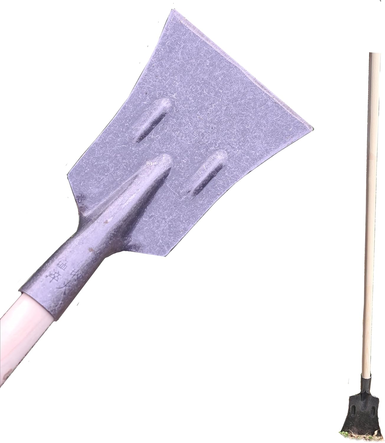 59 inch Wood Handle Ice Chopper and Lawn Edger, Weeding Tools Gardening Flat Spade for Lawn Edging, Ice Scraper, Steel Head Wood Handle
