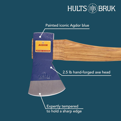 Hults Bruk 840363 Agdor Felling Axe 28 Montreal - 2.5 lb Head, 28" Handle