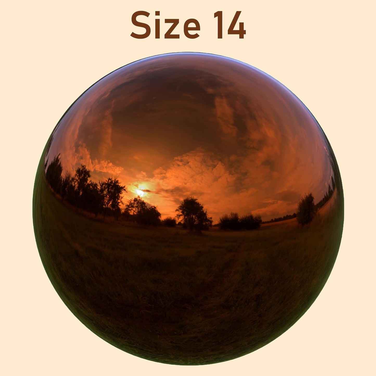 Lulu Decor, Dark Copper Stainless Steel Gazing Mirror Ball Size 14 with Stand