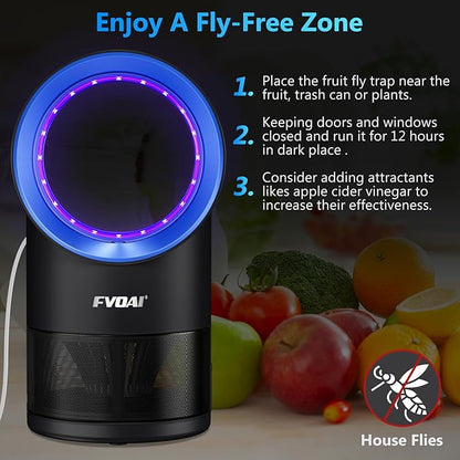 Fruit Fly Trap for Indoors, Fly Traps Indoor for Home Gnat Traps House Indoor, Bugs Trap with Time Setting, 10 Sticky Glue Boards Black