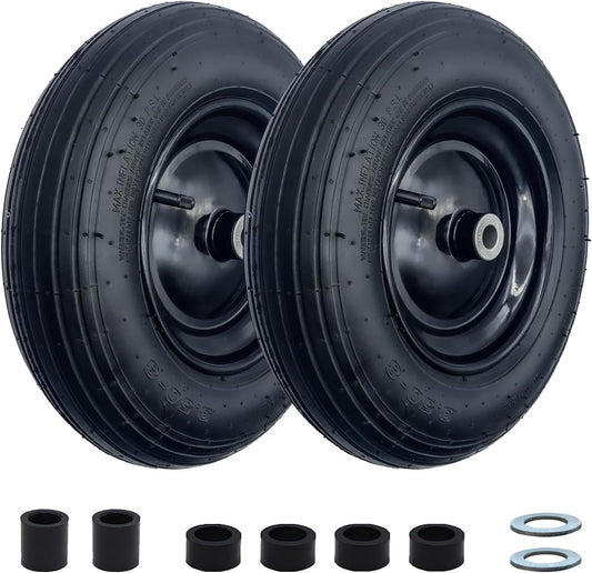 2-Pack 14.5-Inch Wheelbarrow Tire.3.50-8" Pneumatic Tires and wheels with 3"- 6" Center Hub and