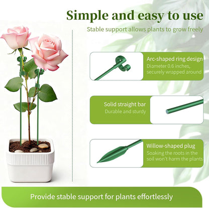 Fiberglass Plant Stakes 15-Pack - 10.8" & 14.6" Plant Support Sticks for Potted Plants, Veggies & Vines | Adjustable Stem Clips | Garden Stake for Tomatoes, Cucumbers, Climbing Flowers