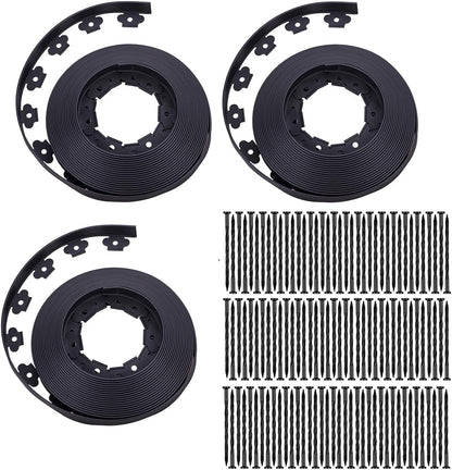 Garden Edging，300FT Landscape Edging with 500 6" Spikes for Lawn 1.5 Inch Tall(Black, 300FT)