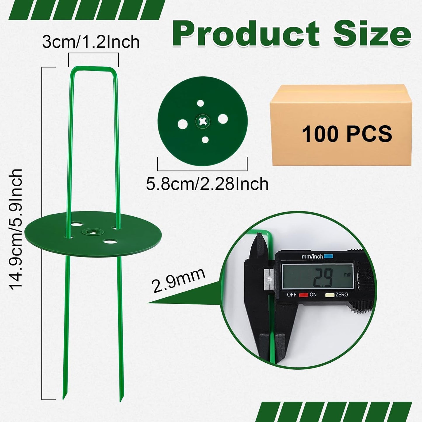 100 PCS Landscape Staples + 100 PCS Gaskets, U-Shaped Galvanized Garden Stakes Landscaping Fabric Sod Pins, Landscape Pins Stakes for Weed Barrier Fabric Ground Cover, 6 Inch