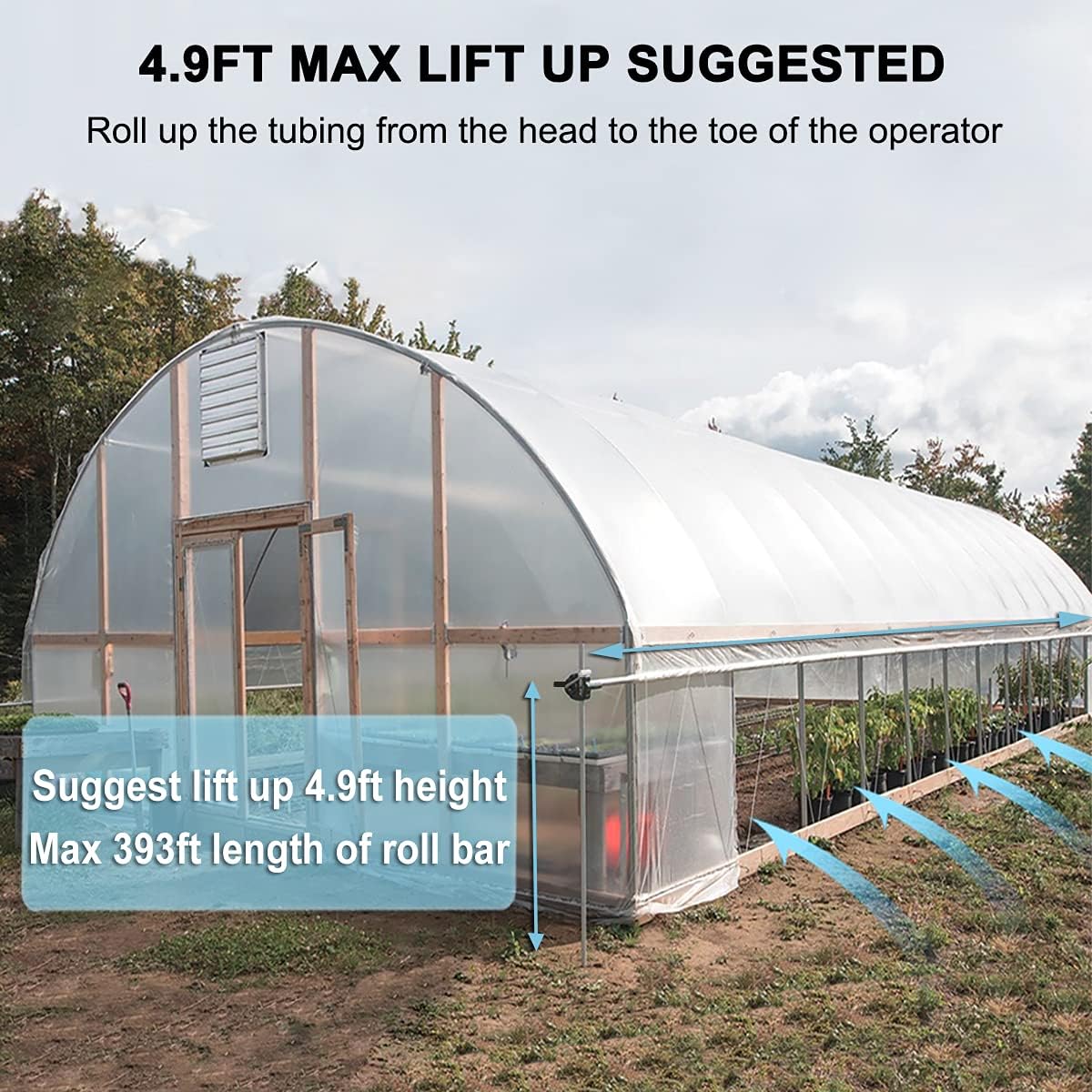 UYGALAXY 2PCS Greenhouse Sidewall Manual Film Roll up Hand Crank Winch for Greenhouse Ventilation ﻿Agricultural