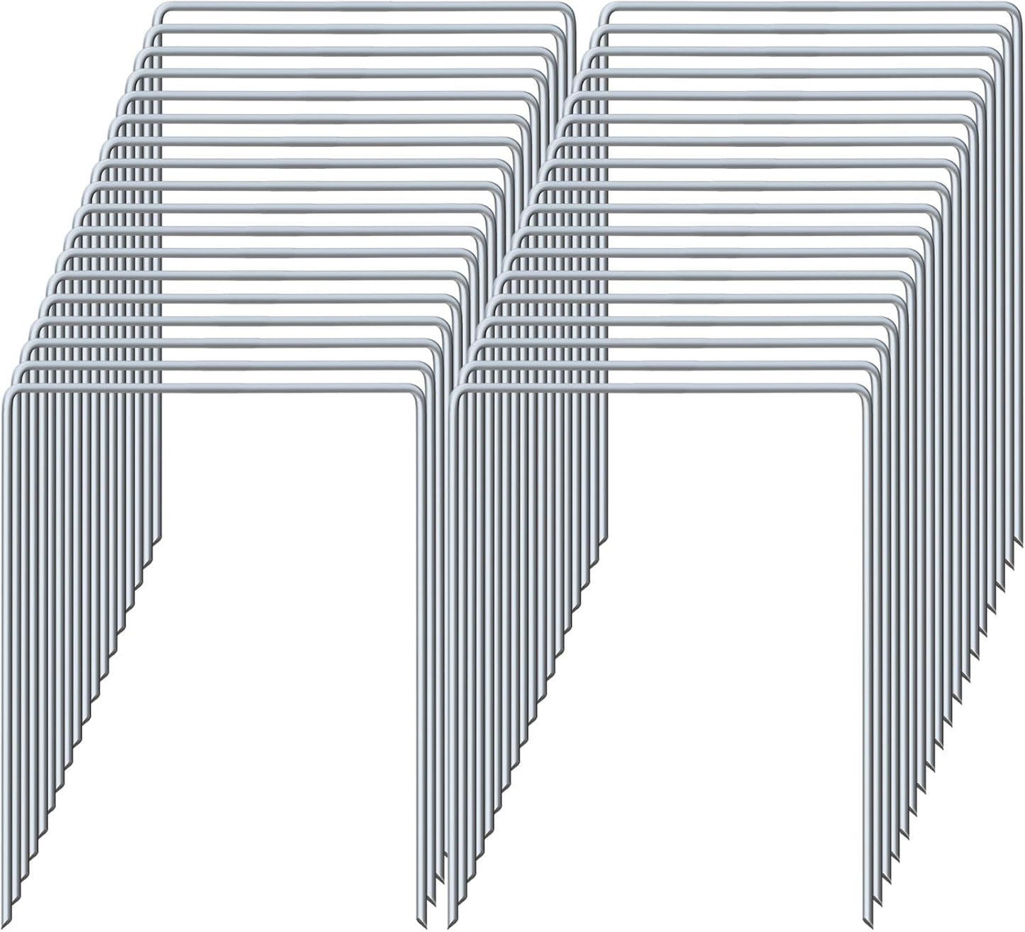 80 Pack Heavy Duty Wide Landscape Staples, 7 Gauge Galvanized Steel Turf Stakes Garden Stakes Bulk, U Type Anchor for Grass, Securing Weed Barrier Fabric, Pipes, Sod (8"x6")
