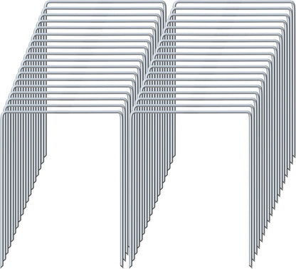 80 Pack Heavy Duty Wide Landscape Staples, 7 Gauge Galvanized Steel Turf Stakes Garden Stakes Bulk, U Type Anchor for Grass, Securing Weed Barrier Fabric, Pipes, Sod (8"x6")