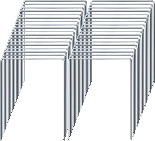 80 Pack Heavy Duty Wide Landscape Staples, 7 Gauge Galvanized Steel Turf Stakes Garden Stakes Bulk, U Type Anchor for Grass, Securing Weed Barrier Fabric, Pipes, Sod (8"x6")